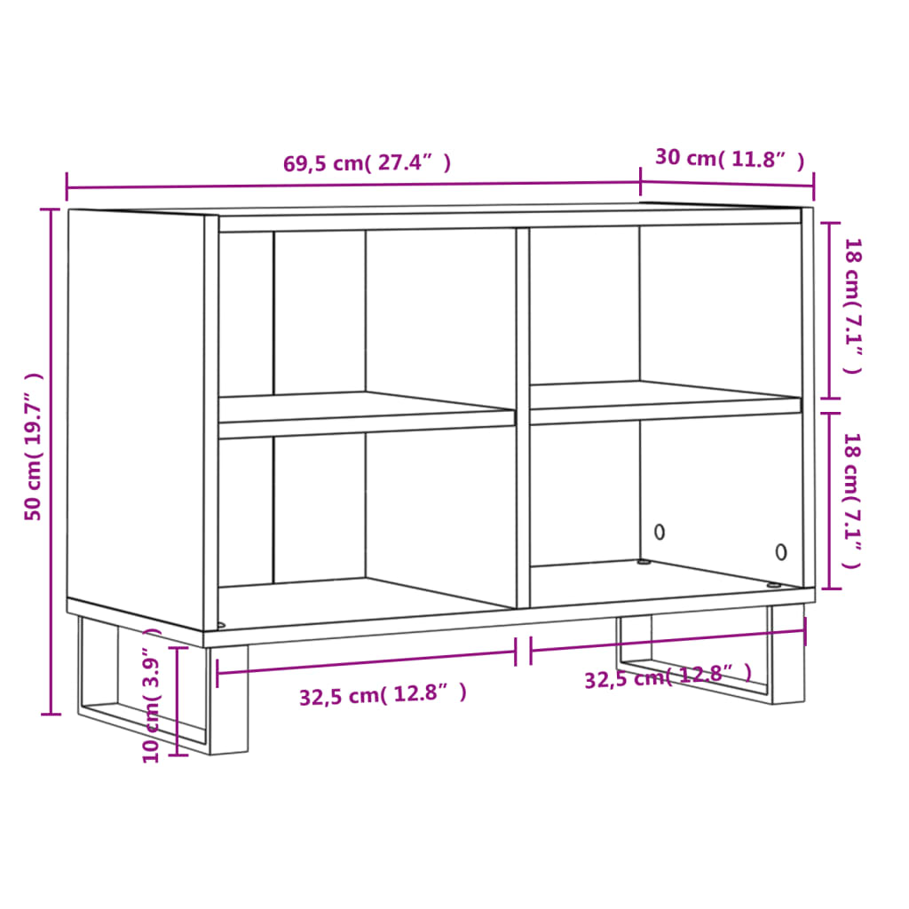 TV-Schrank Braun Eichen-Optik 69,5x30x50 cm Holzwerkstoff