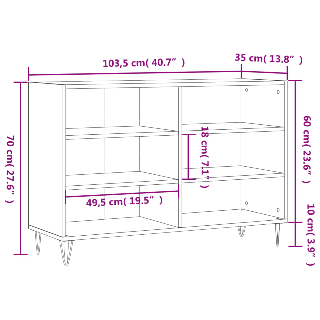 Sideboard Räuchereiche 103,5x35x70 cm Holzwerkstoff