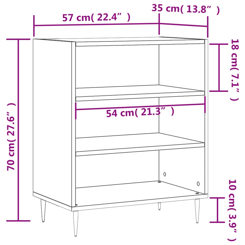 Sideboard Hochglanz-Weiß 57x35x70 cm Holzwerkstoff