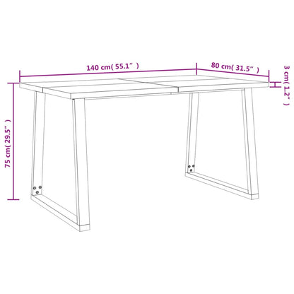 Esstisch Baumkante 140x80x75 cm Massivholz Akazie