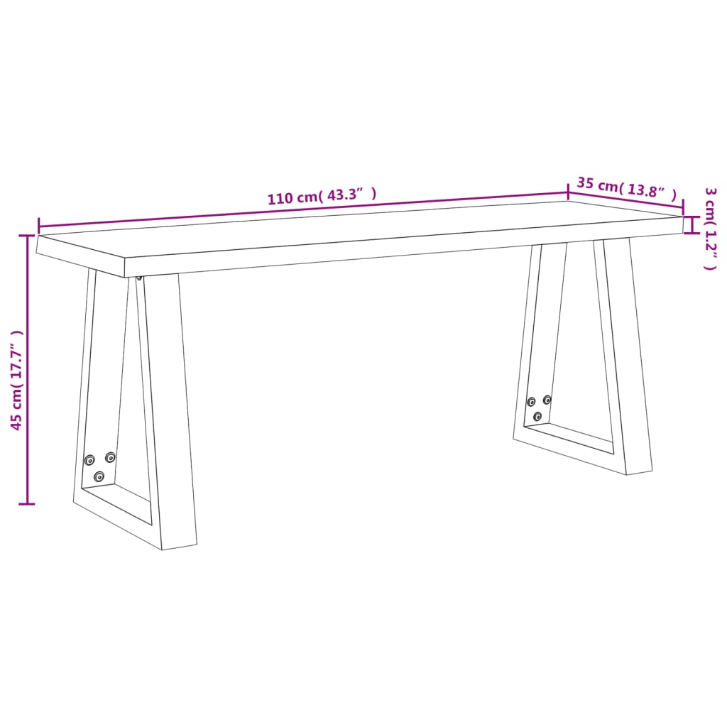 Bank Baumkante 110 cm Massivholz Akazie