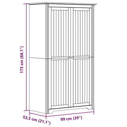 Kleiderschrank BODO Weiß 99x53,5x173 cm Massivholz Kiefer