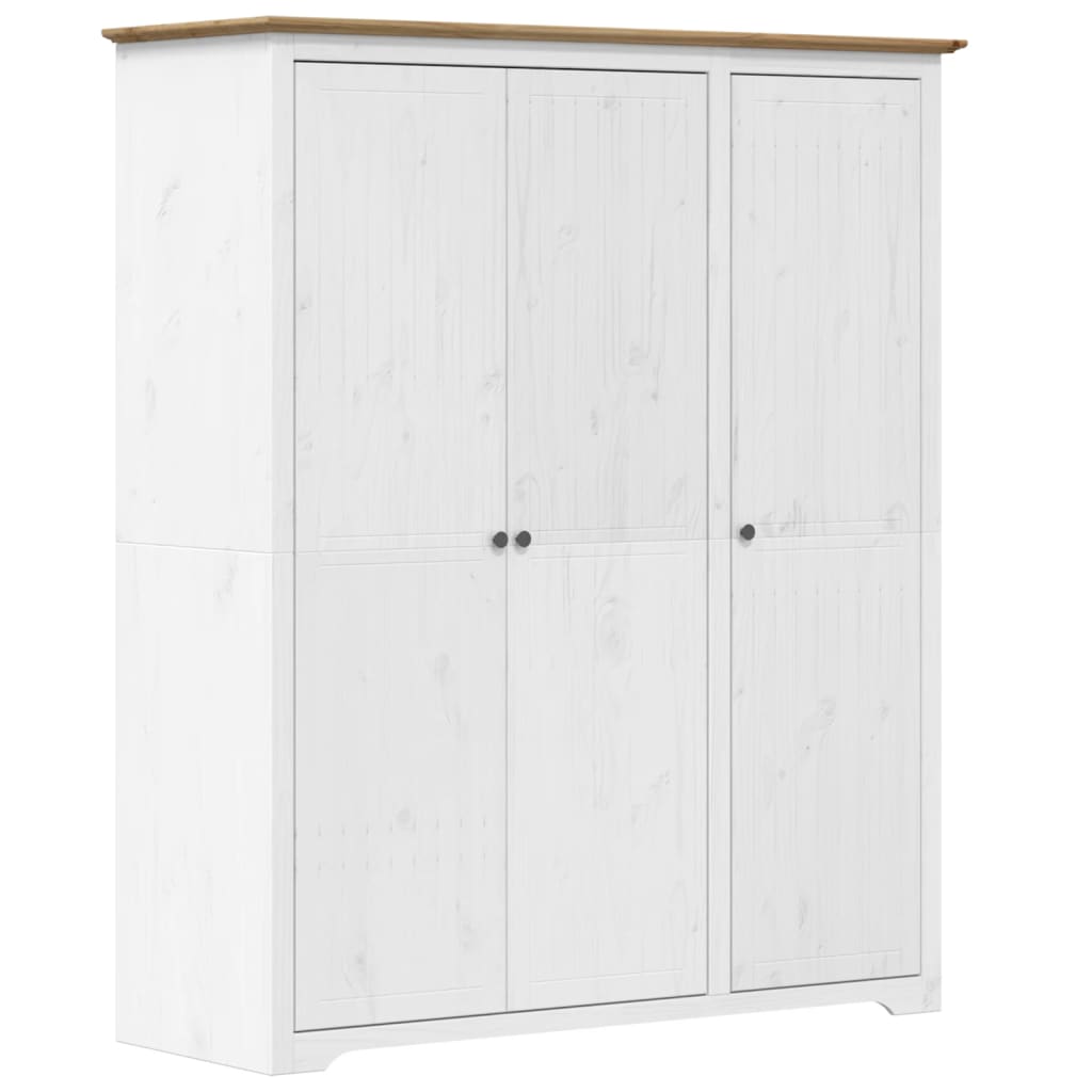 Kleiderschrank BODO Weiß und Braun 146x53,5x173 cm Kiefernholz