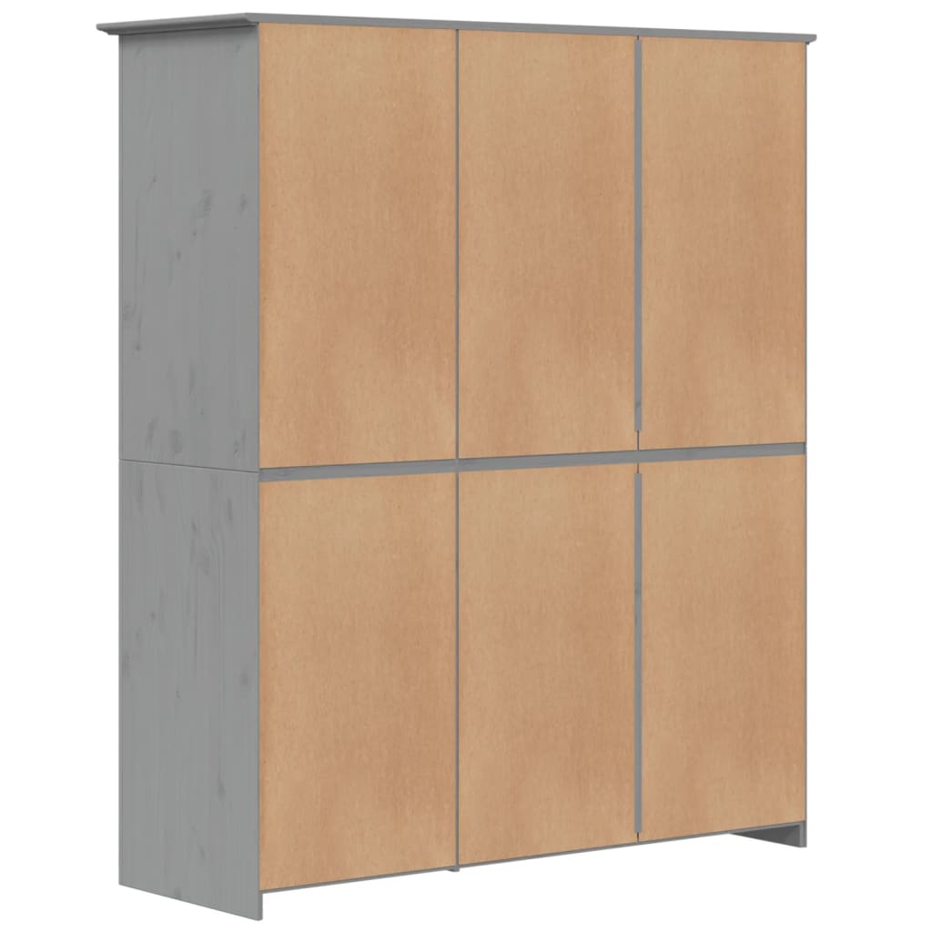 Kleiderschrank BODO Grau 146x53,5x173 cm Massivholz Kiefer