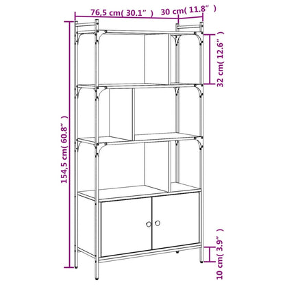 Bücherregal mit Türen Schwarz 76,5x30x154,5 cm Holzwerkstoff