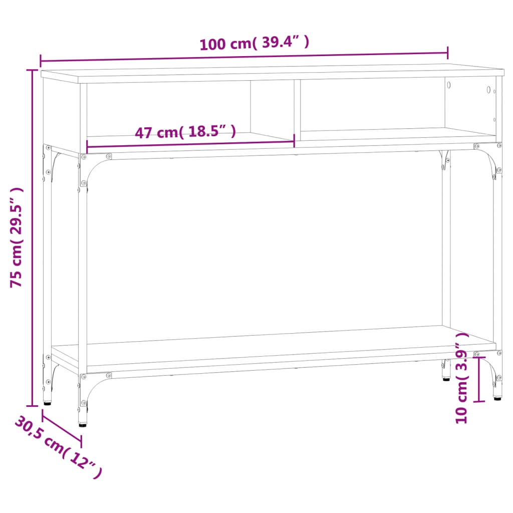 Konsolentisch Schwarz 100x30,5x75 cm Holzwerkstoff