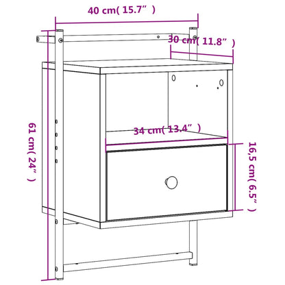 Wand-Nachttisch Schwarz 40x30x61 cm Holzwerkstoff