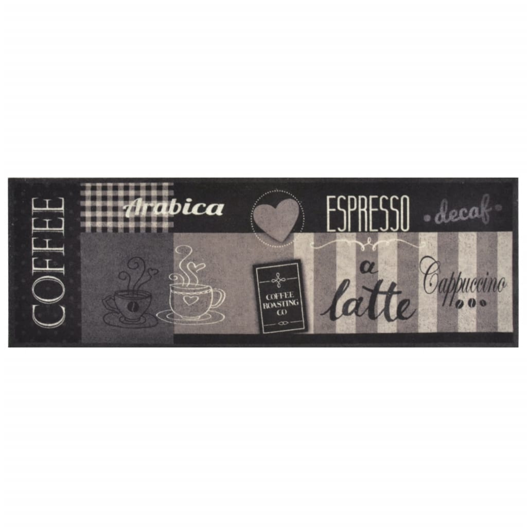 Küchenteppich Waschbar Coffee Schwarz 60x180 cm Samt