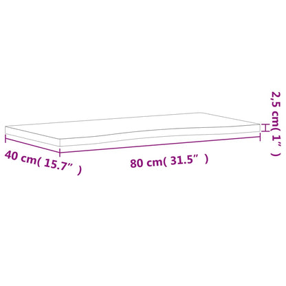 Schreibtischplatte 80x(36-40)x2,5 cm Massivholz Buche