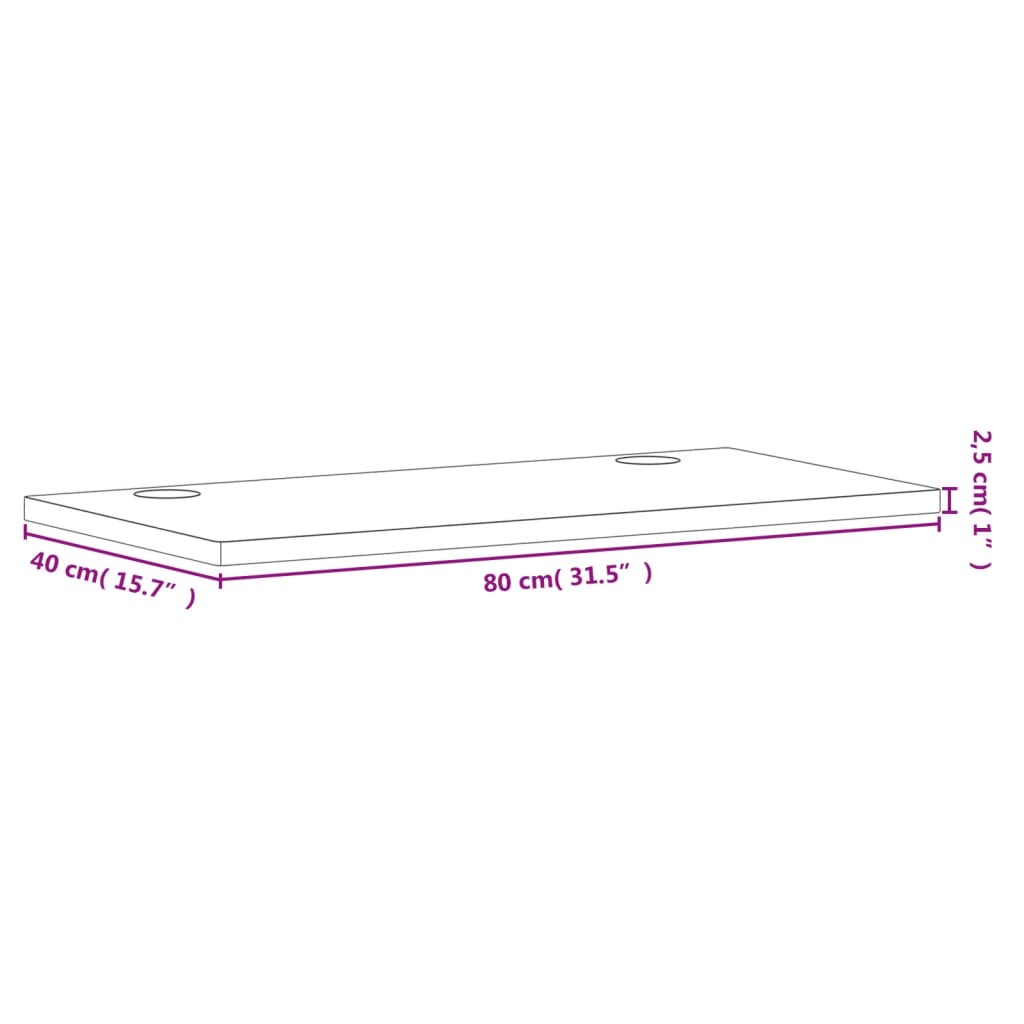 Schreibtischplatte 80x40x2,5 cm Massivholz Buche