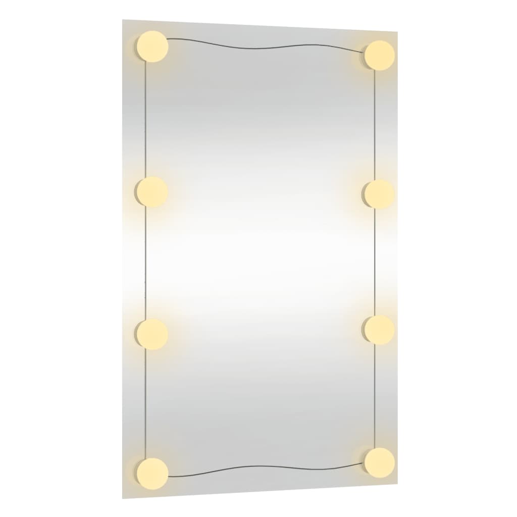 Wandspiegel mit LED-Leuchten 40x60 cm Glas Rechteckig