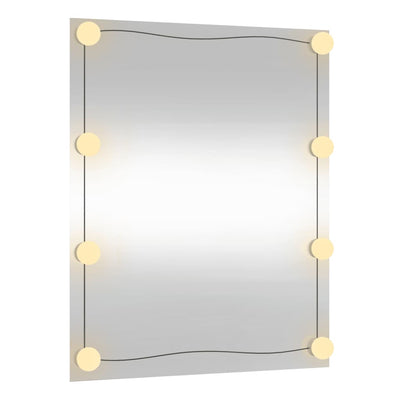 Wandspiegel mit LED-Leuchten 50x60 cm Glas Rechteckig