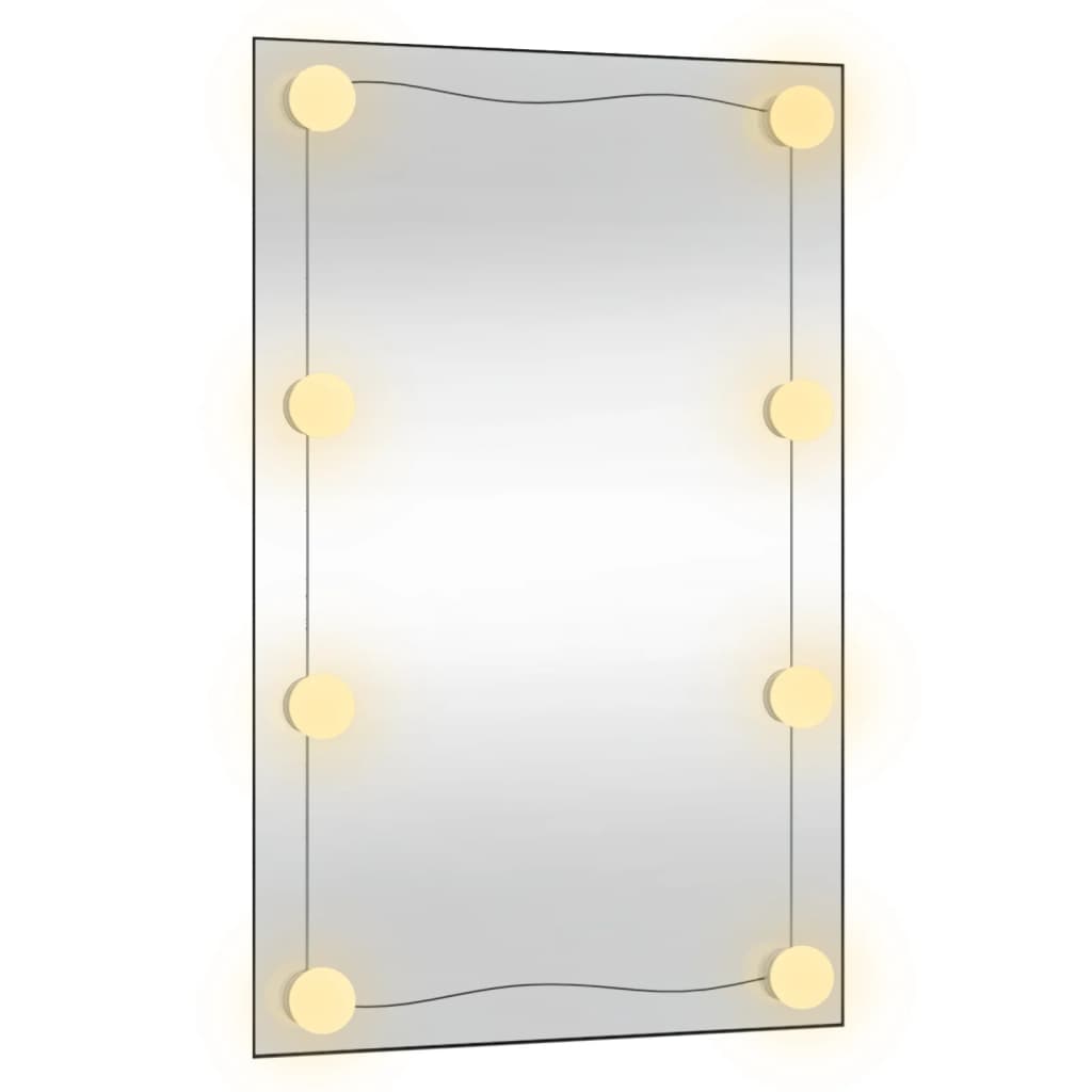 Wandspiegel mit LED-Leuchten 50x80 cm Glas Rechteckig