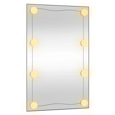 Wandspiegel mit LED-Leuchten 50x80 cm Glas Rechteckig