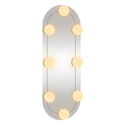 Wandspiegel mit LED-Leuchten 15x40 cm Glas Oval