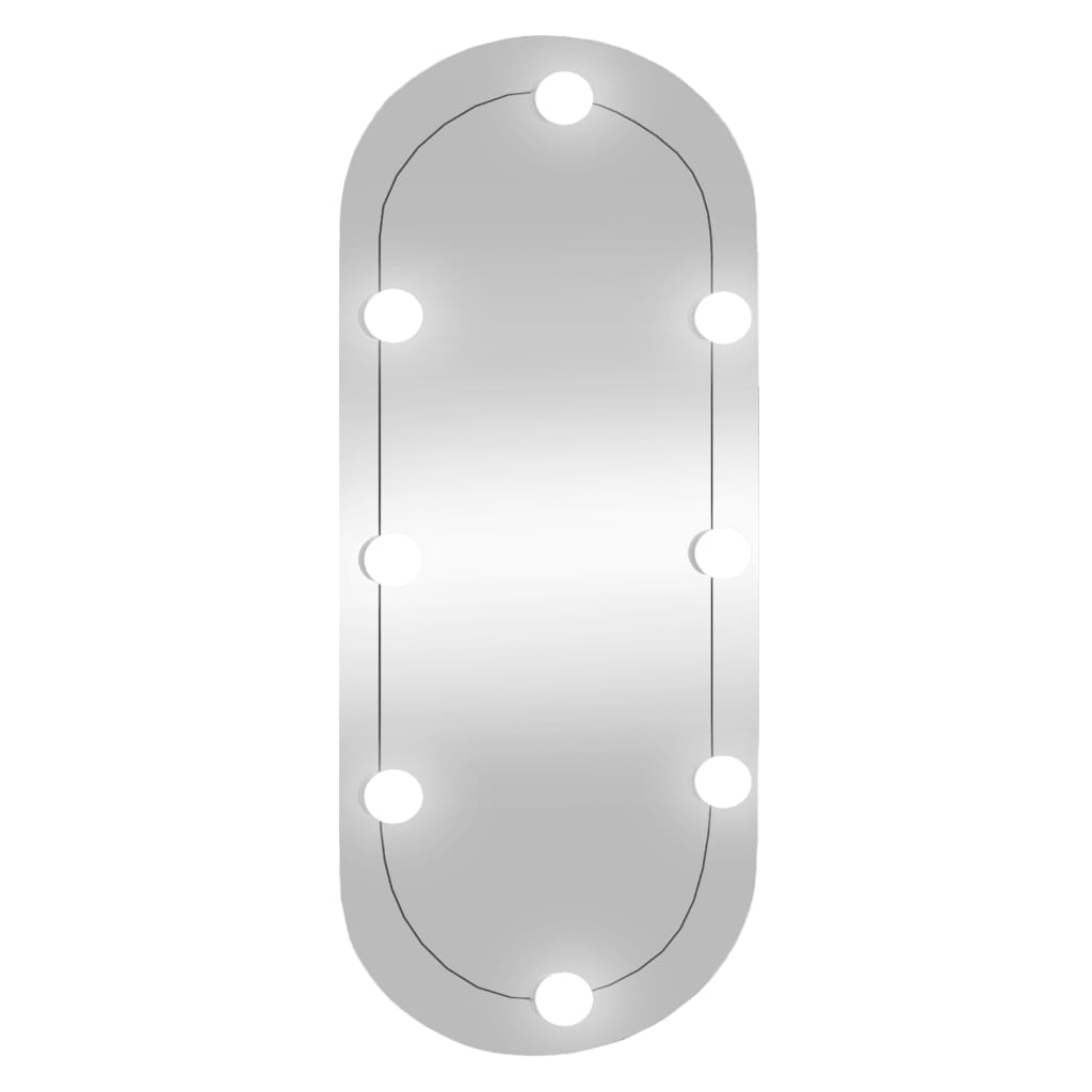 Wandspiegel mit LED-Leuchten 35x80 cm Glas Oval