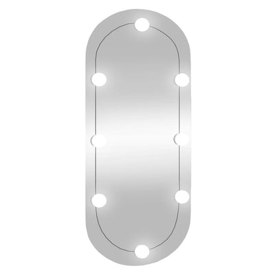 Wandspiegel mit LED-Leuchten 35x80 cm Glas Oval