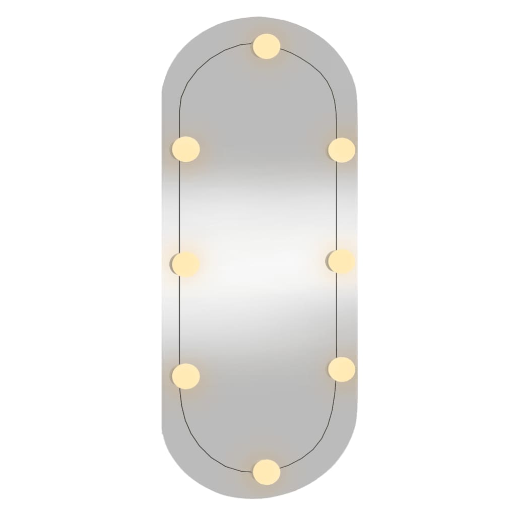 Wandspiegel mit LED-Leuchten 35x80 cm Glas Oval