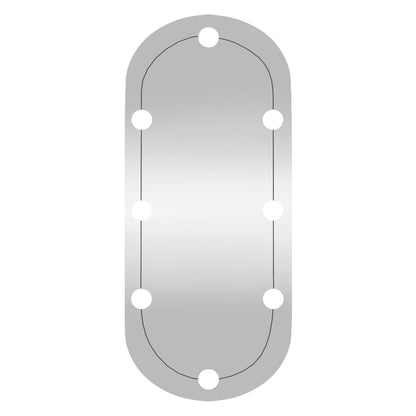 Wandspiegel mit LED-Leuchten 35x80 cm Glas Oval