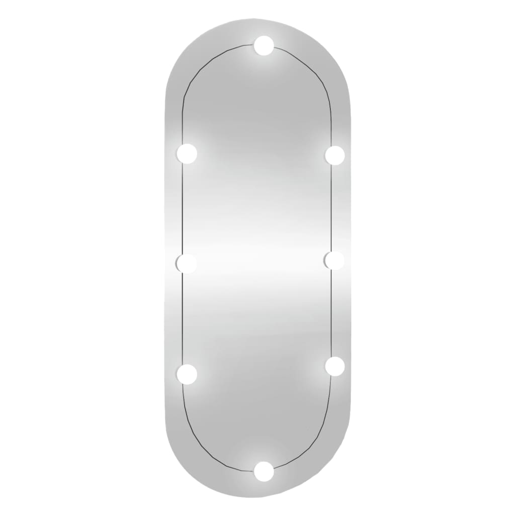 Wandspiegel mit LED-Leuchten 40x90 cm Glas Oval