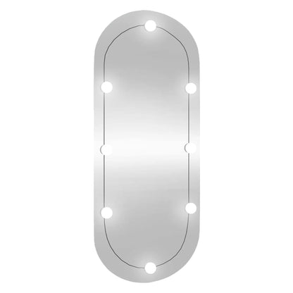 Wandspiegel mit LED-Leuchten 45x100 cm Glas Oval