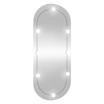 Wandspiegel mit LED-Leuchten 45x100 cm Glas Oval