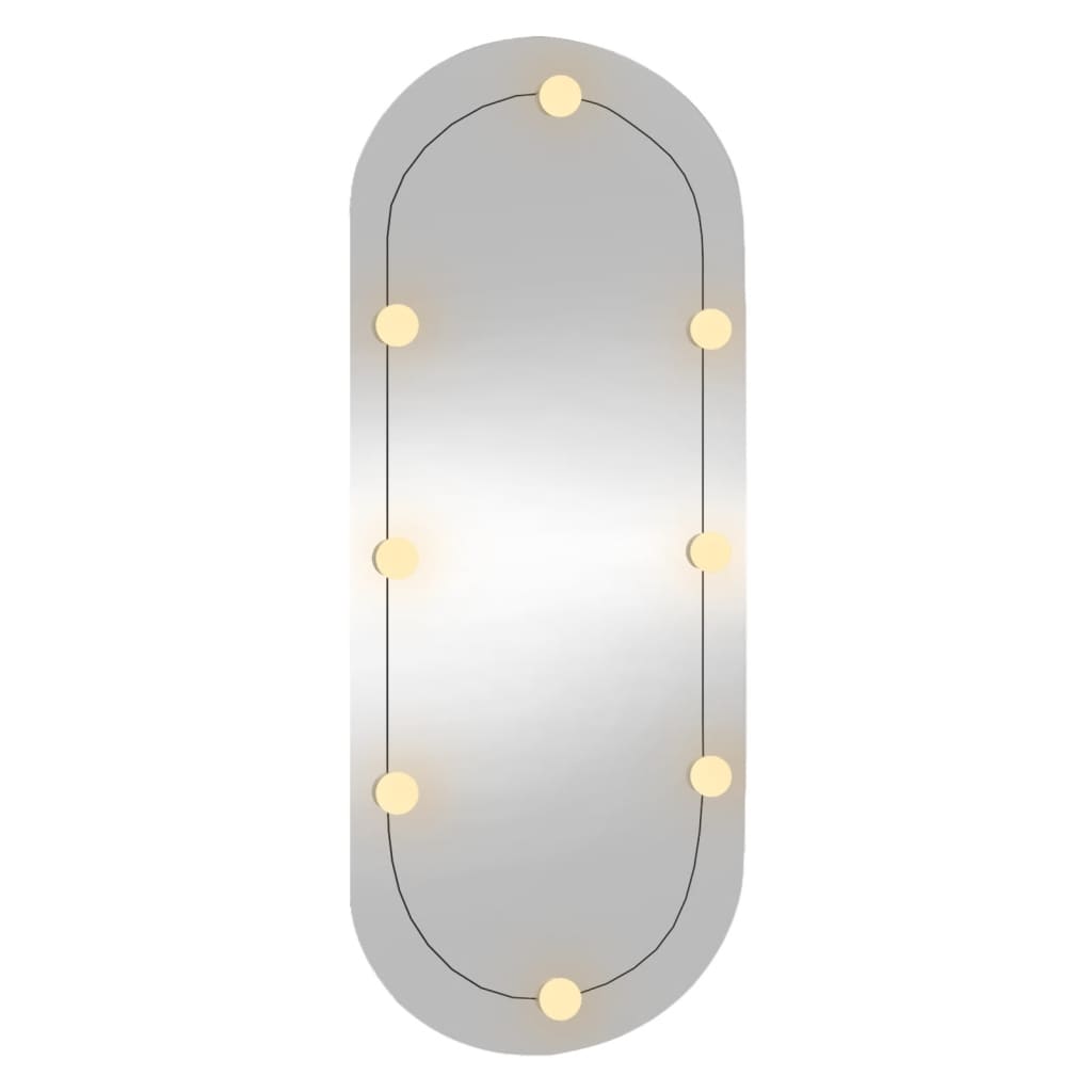 Wandspiegel mit LED-Leuchten 45x100 cm Glas Oval