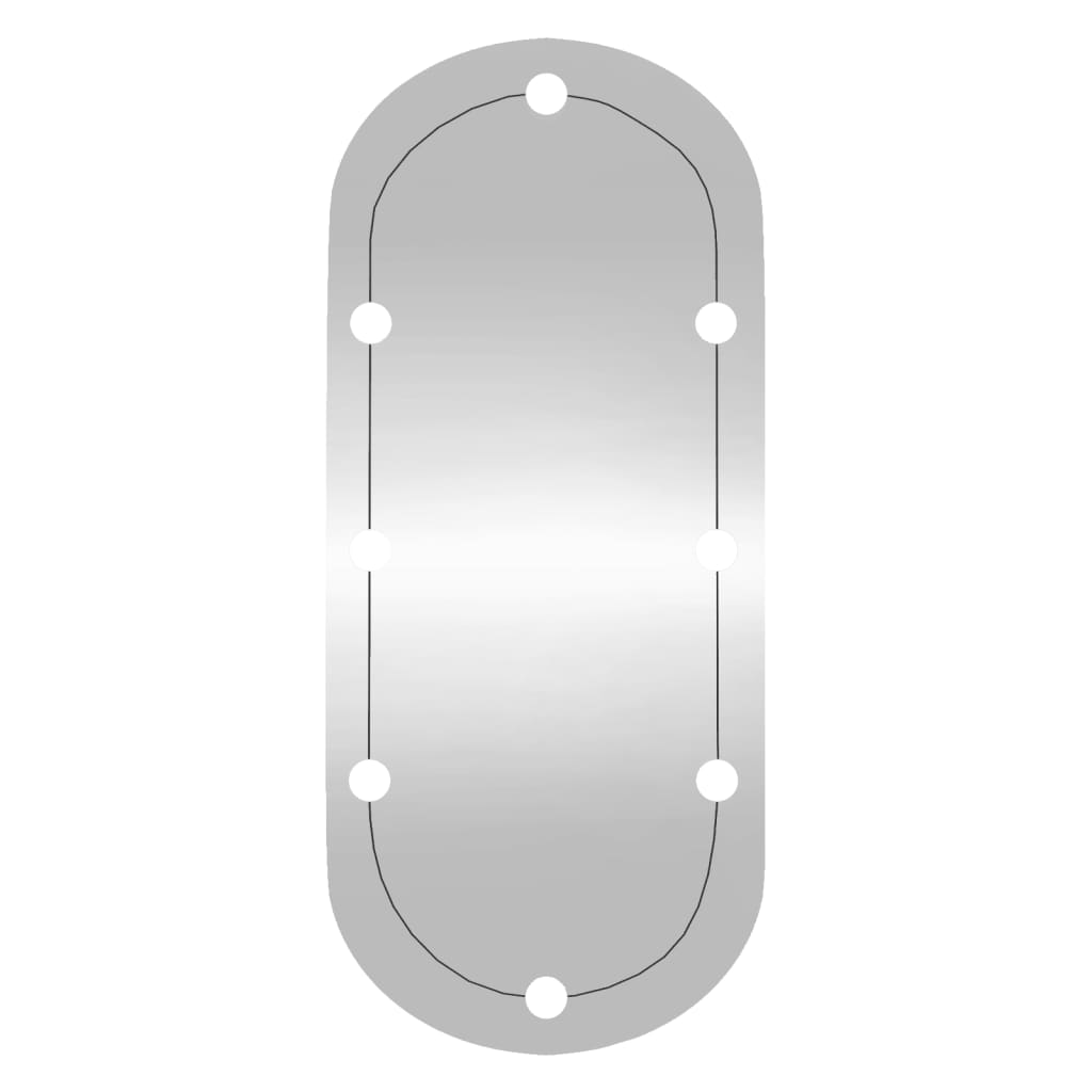 Wandspiegel mit LED-Leuchten 45x100 cm Glas Oval