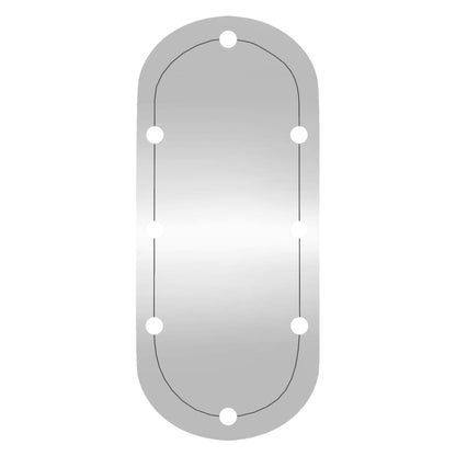 Wandspiegel mit LED-Leuchten 45x100 cm Glas Oval