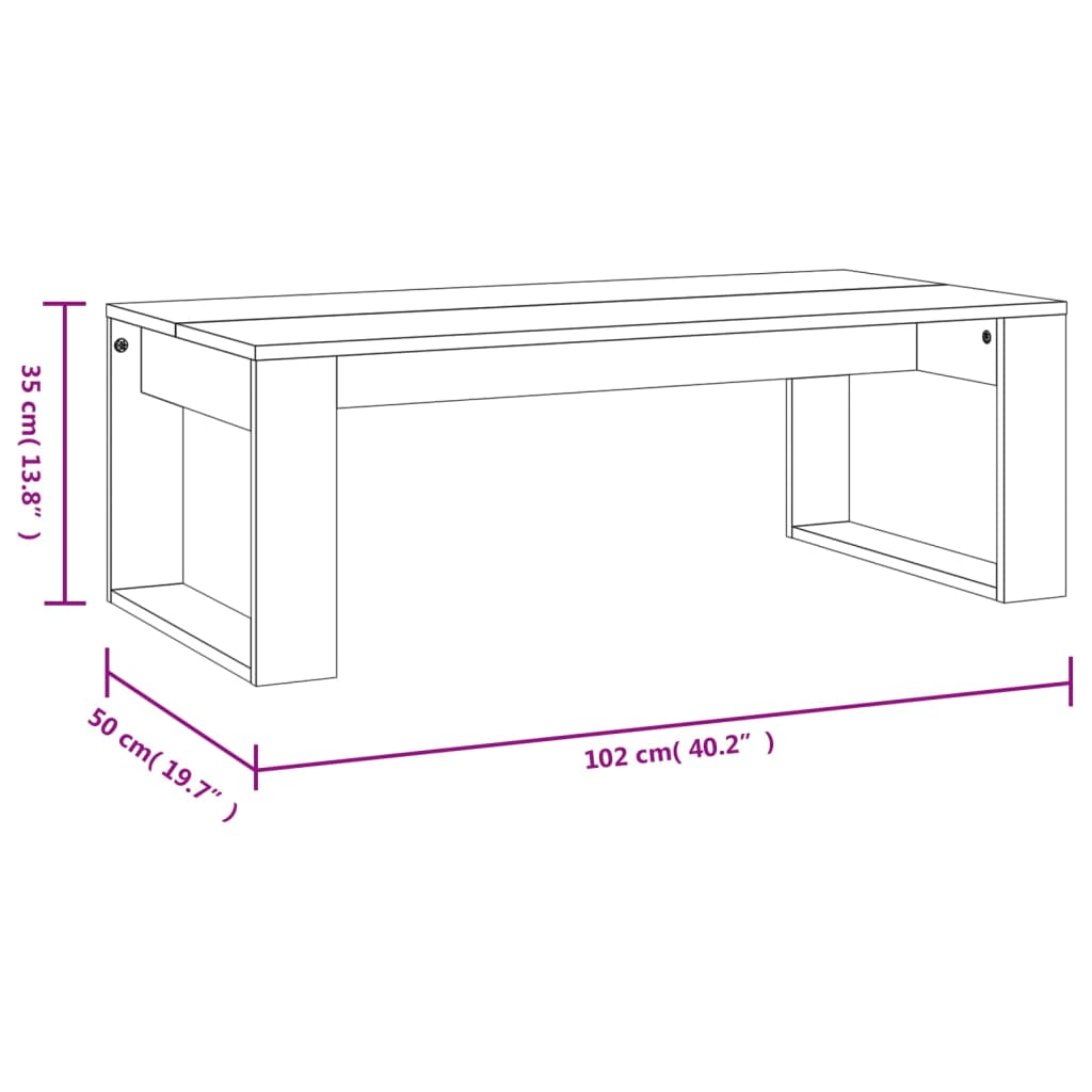 Couchtisch Grau Sonoma 102x50x35 cm Holzwerkstoff