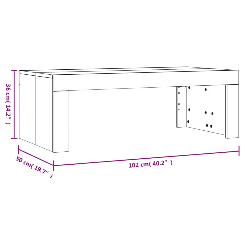 Couchtisch Weiß 102x50x36 cm Holzwerkstoff