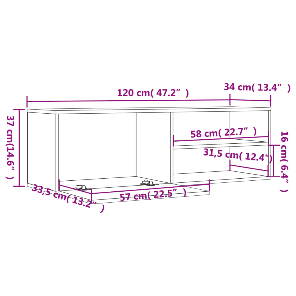 TV-Schrank Räuchereiche 120x34x37 cm Holzwerkstoff