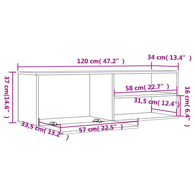 TV-Schrank Räuchereiche 120x34x37 cm Holzwerkstoff