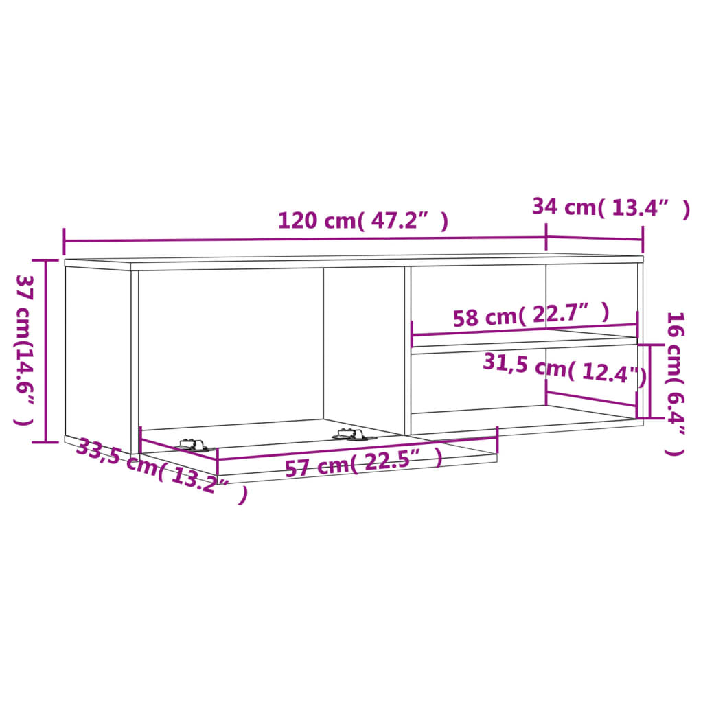 TV-Schrank Grau Sonoma 120x34x37 cm Holzwerkstoff