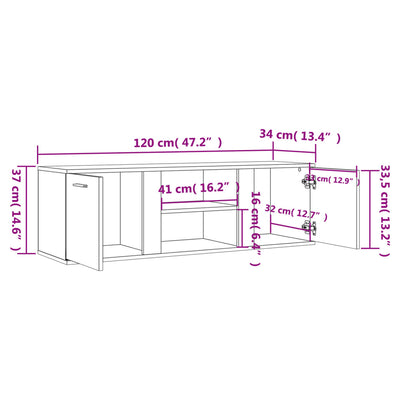 TV-Schrank Räuchereiche 120x34x37 cm Holzwerkstoff