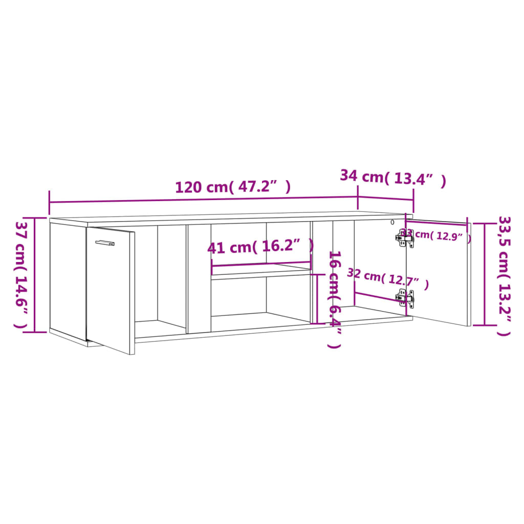 TV-Schrank Grau Sonoma 120x34x37 cm Holzwerkstoff