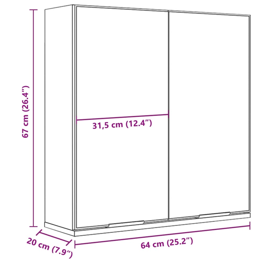 Spiegelschrank Schwarz 64x20x67 cm Holzwerkstoff