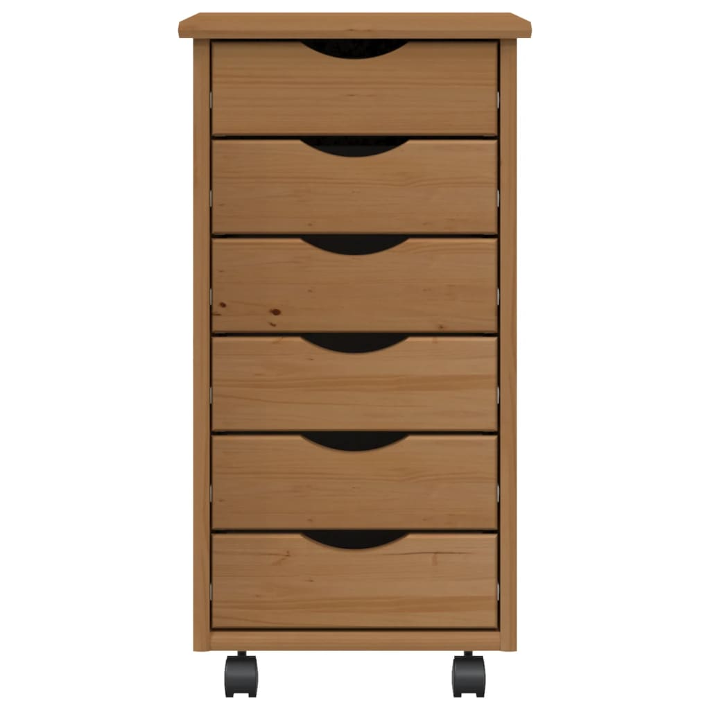 Rollschrank mit Schubladen MOSS Honigbraun Massivholz Kiefer