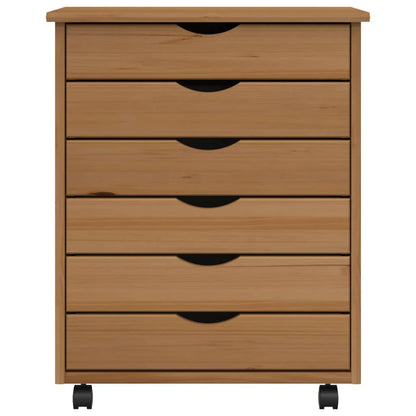 Rollschrank mit Schubladen MOSS Honigbraun Massivholz Kiefer