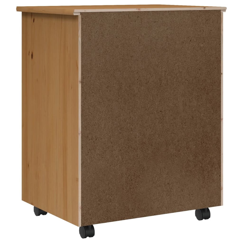 Rollschrank mit Schubladen MOSS Honigbraun Massivholz Kiefer