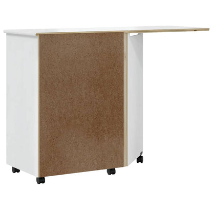 Rollschrank mit Schreibtisch MOSS Weiß Massivholz Kiefer