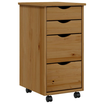 Rollschrank mit Schubladen MOSS Honigbraun Massivholz Kiefer