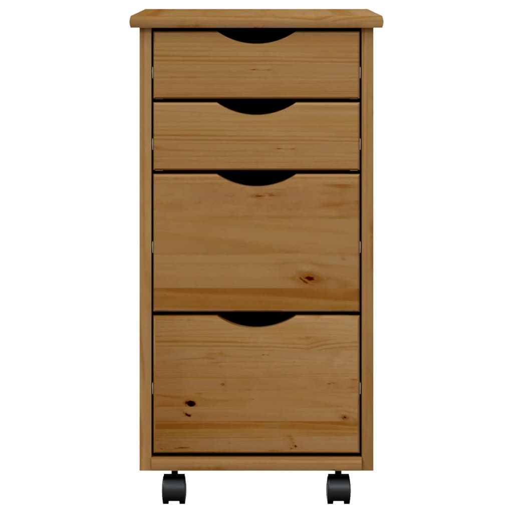 Rollschrank mit Schubladen MOSS Honigbraun Massivholz Kiefer