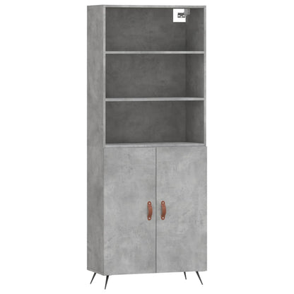 Highboard Betongrau 69,5x34x180 cm Holzwerkstoff