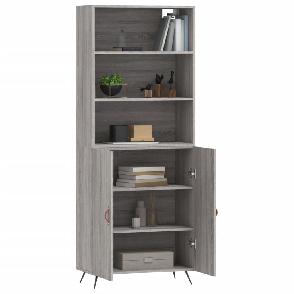 Highboard Grau Sonoma 69,5x34x180 cm Holzwerkstoff