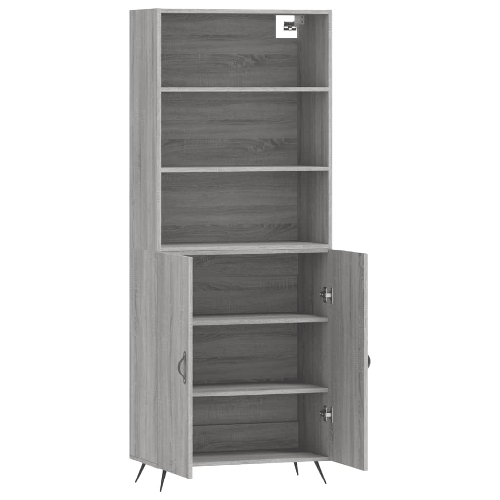 Highboard Grau Sonoma 69,5x34x180 cm Holzwerkstoff