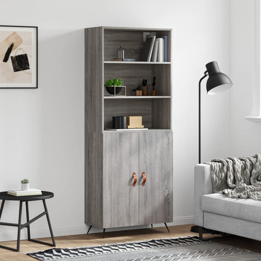 Highboard Grau Sonoma 69,5x34x180 cm Holzwerkstoff