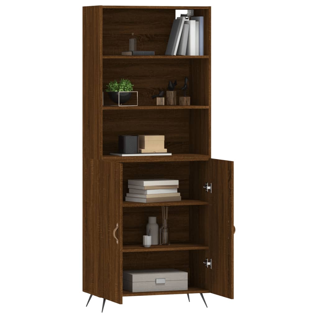 Highboard Braun Eichen-Optik 69,5x34x180 cm Holzwerkstoff