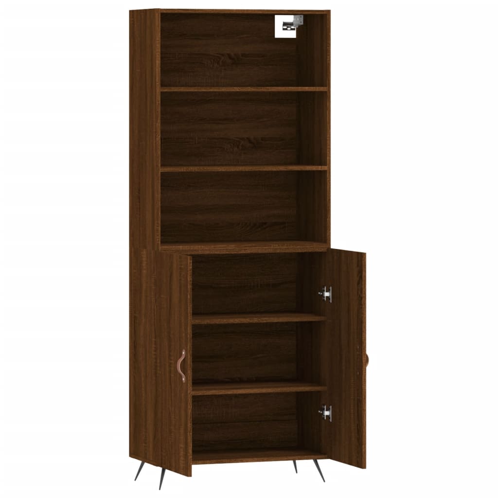 Highboard Braun Eichen-Optik 69,5x34x180 cm Holzwerkstoff