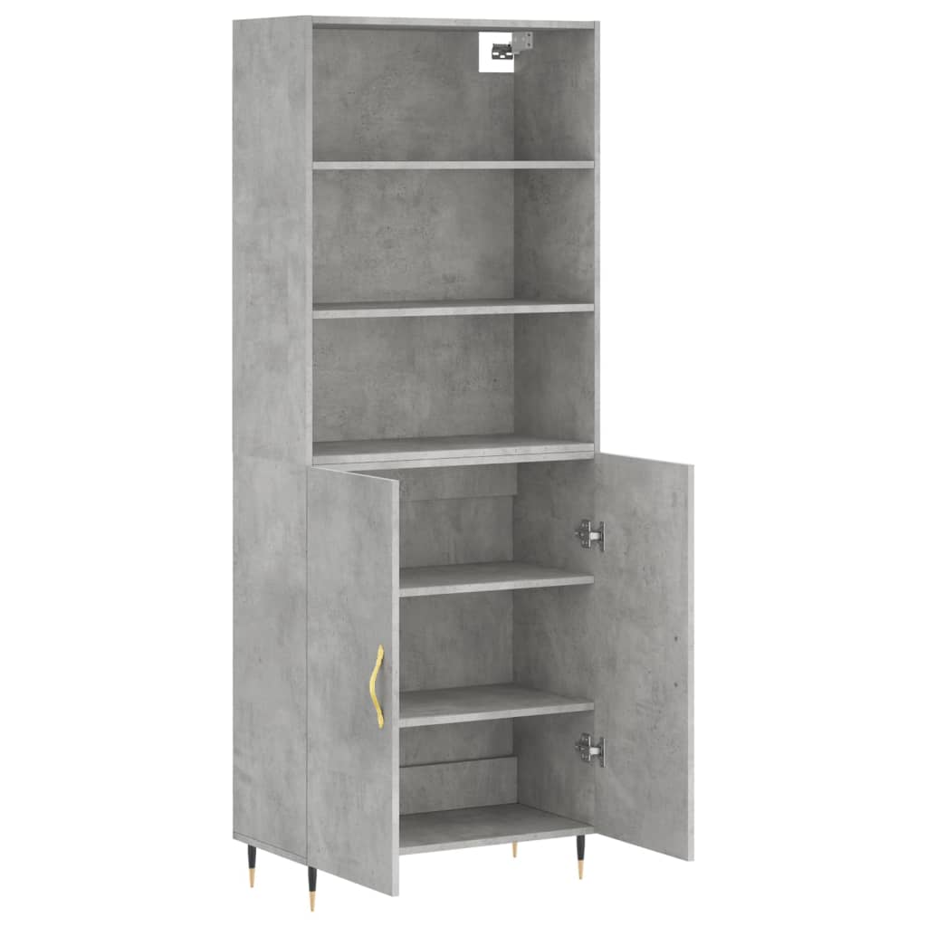 Highboard Betongrau 69,5x34x180 cm Holzwerkstoff